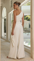 Leela One Shoulder Top and Pants Set - Beige