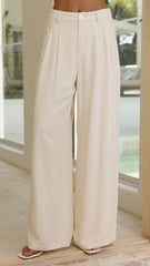 Leela One Shoulder Top and Pants Set - Beige