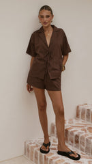 Vesper Top and Shorts Set - Chocolate