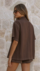 Olivia Shirt and Shorts Set - Chocolate