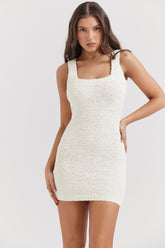 Zaira-Cream Chenille Knit Mini Dress