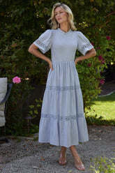 Loveland Geo Lace Maxi Dress | Light Blue