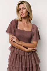 Cherise Tulle Tiered Dress | Dusty Lavender