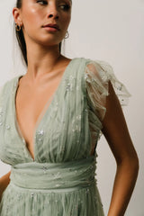 Nova Shimmer Maxi Dress | Sage + Silver