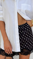 Makoa Lace Shorts - Black/White Polka