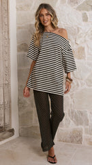 Reda Semi Sheer Pants - Black/White Spot