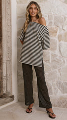 Reda Semi Sheer Pants - Black/White Spot