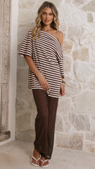 Reda Semi Sheer Pants - Chocolate/White Spot