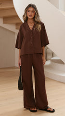 Luna Button Up Shirt - Chocolate
