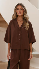 Luna Button Up Shirt - Chocolate