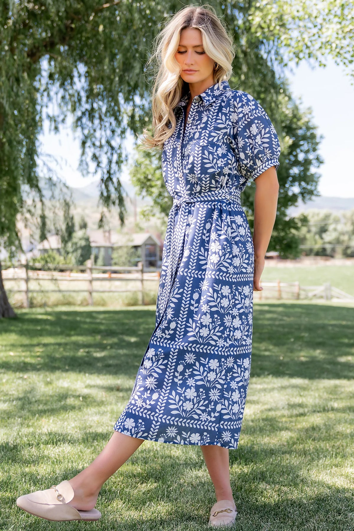 Karla Midi Dress | Deep Slate + White Floral