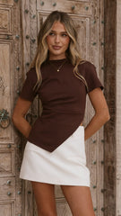 Tiarna Side Ruched Tee - Chocolate