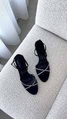Vixin Heels - Black Satin Diamante