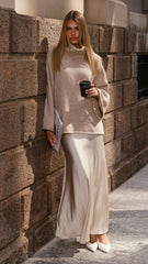 Darina Bias Cut Maxi Skirt - Champagne