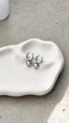 Varick Heart Earrings - Silver
