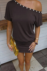 Asymmetrical Neck Off-Shoulder Bodycon Dress